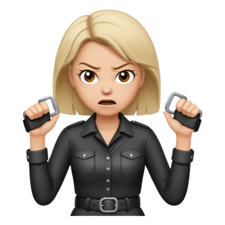mom with a belt in her two hands and an angry expression on her face sticker