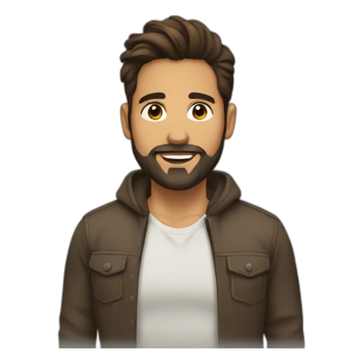 latin male, ponytail and beard with brown hair sticker