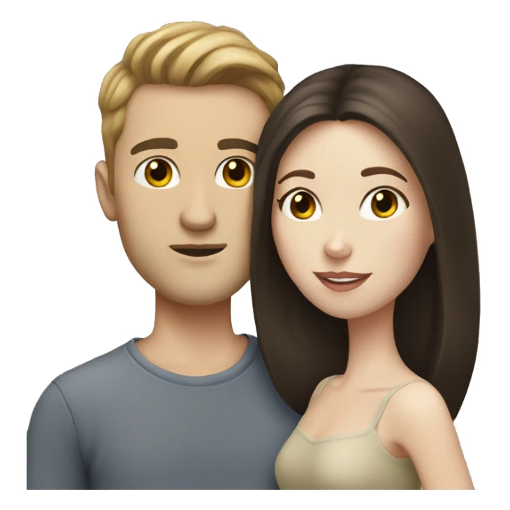 brunette, pale skinned Couple kissing  sticker