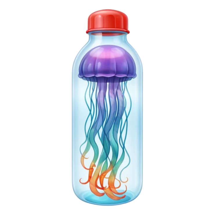 sea jellyfish stuck leg in plastic bottle sticker