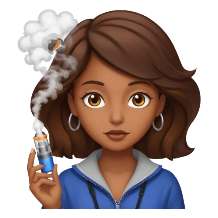 brown girl with brown hair and brown eyes vaping  sticker