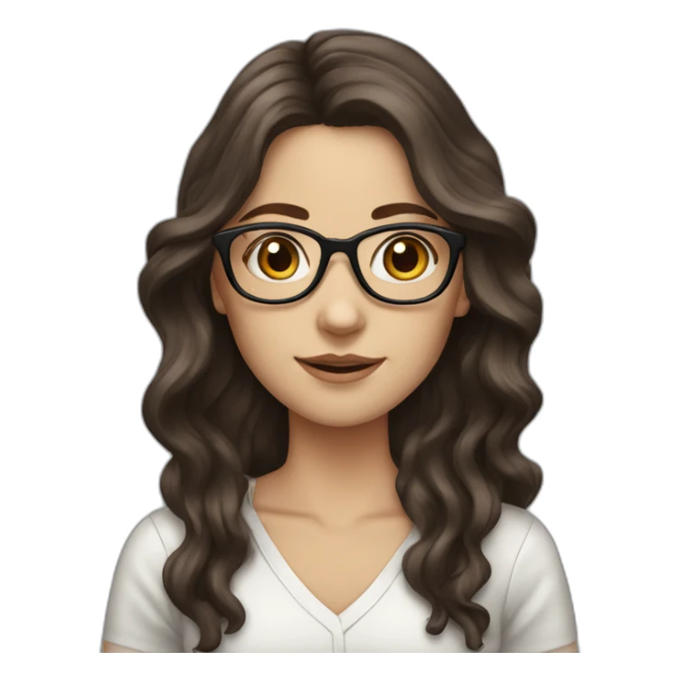 White Girl with wavy dark brown long hair and glasses sticker