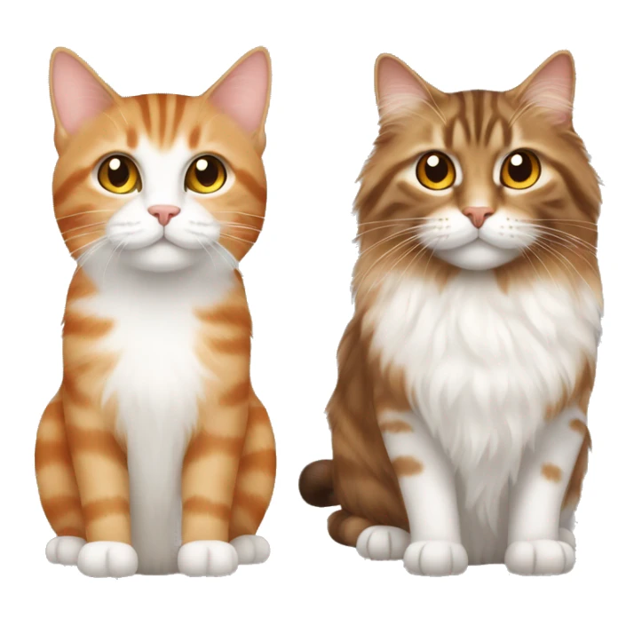 brown tabby cat and a white and orange long haired cat sticker