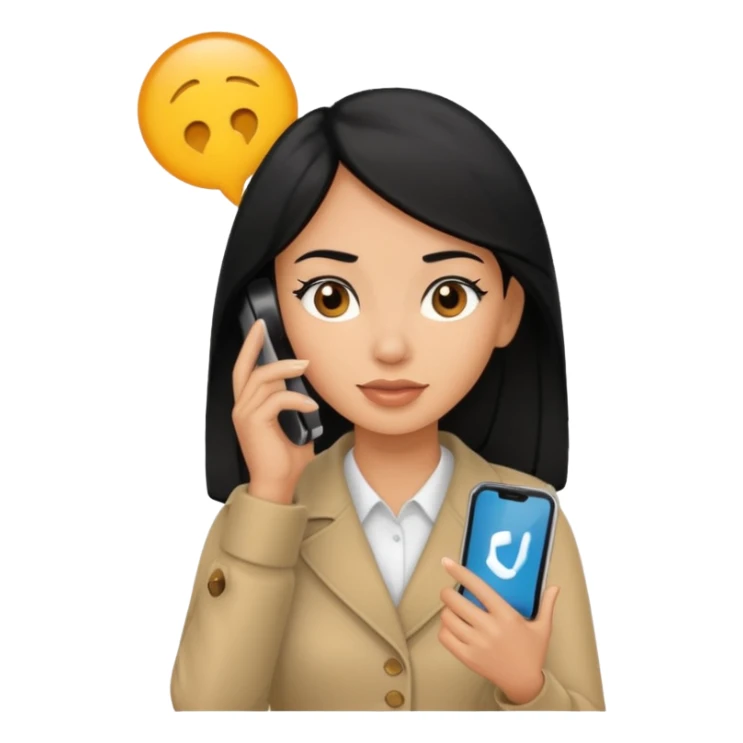 ligh skin black hair woman calling with her phone sticker