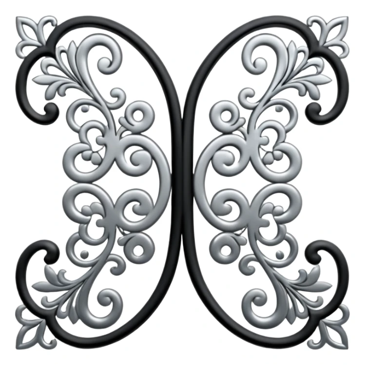 Black and silver filigree page divider, 3D, extremely detailed design sticker