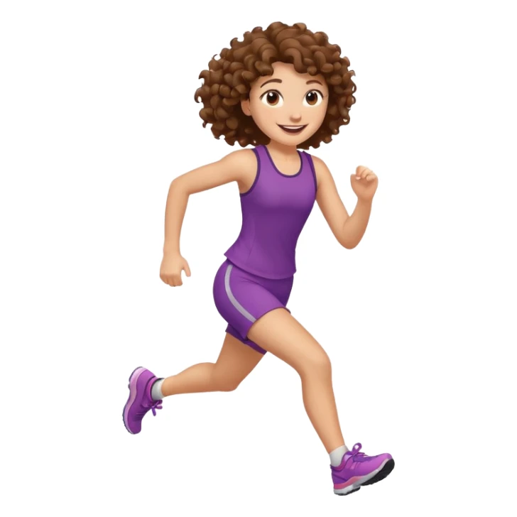 tail curly brown hair girl running sticker