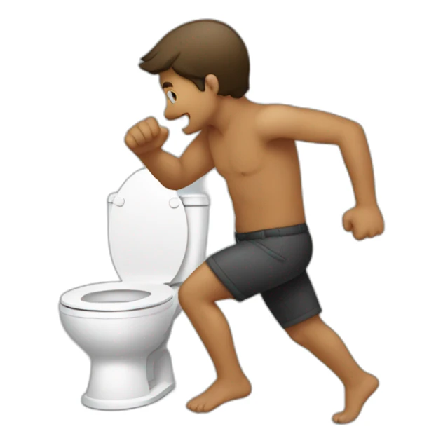 a man touch his butt and run to the toilet sticker