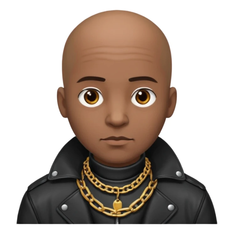 Bald dark leather clad guy wearing thick heavy chain collar sticker