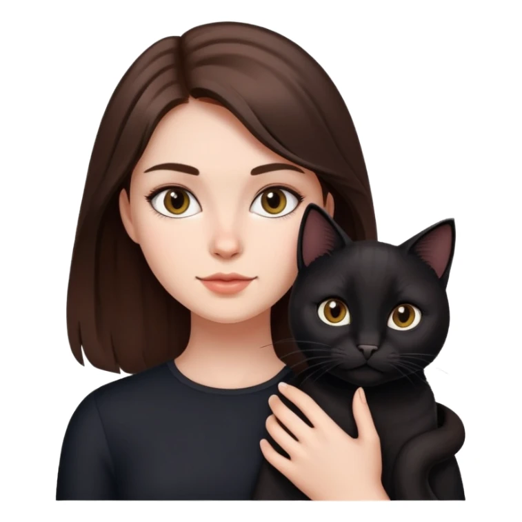 brunette haired girl with black cat sticker