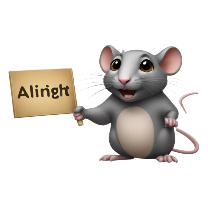 A rat holds a sign with the inscription "Alinght" sticker