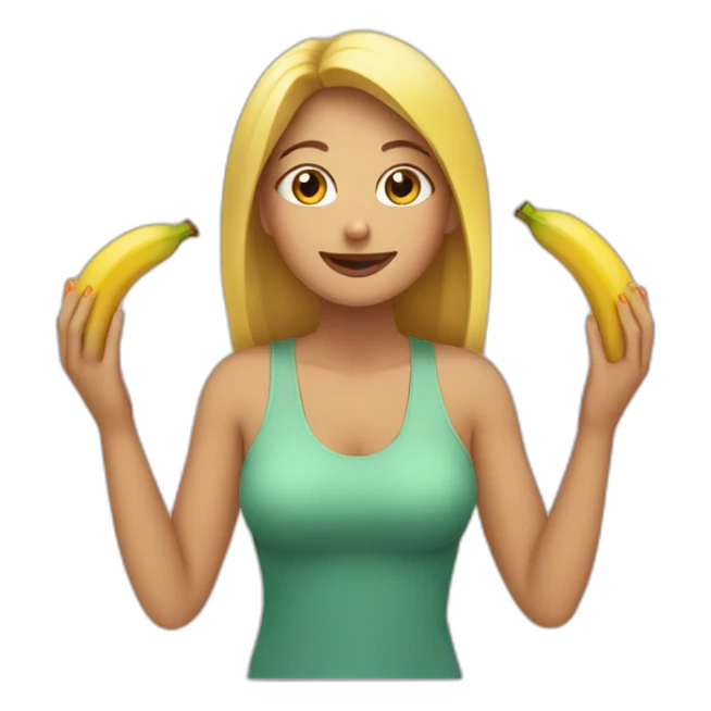 Femme prend banane avec ses deux mains sticker