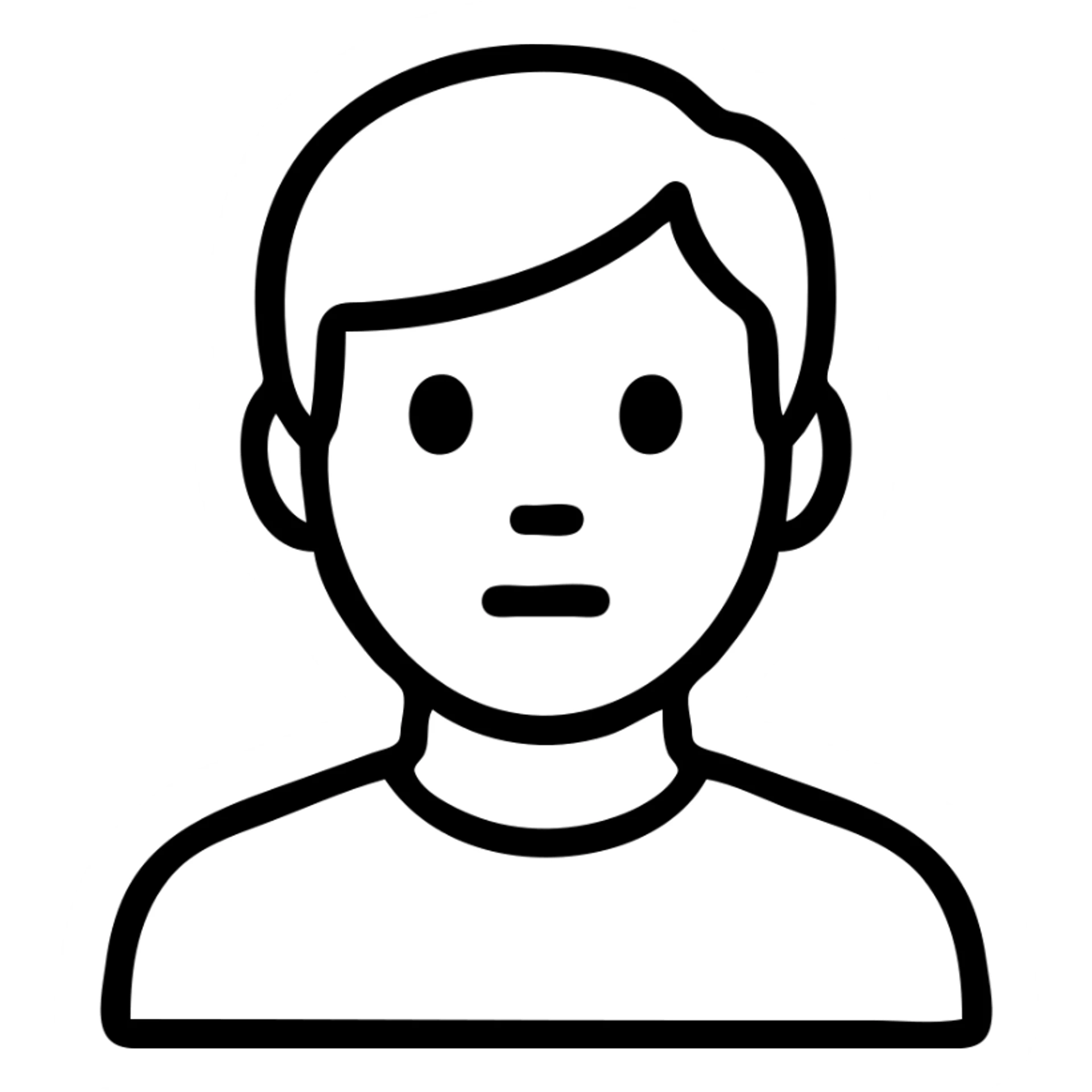 brown-haired man without beard or mustache, neutral face, black outline icon style sticker