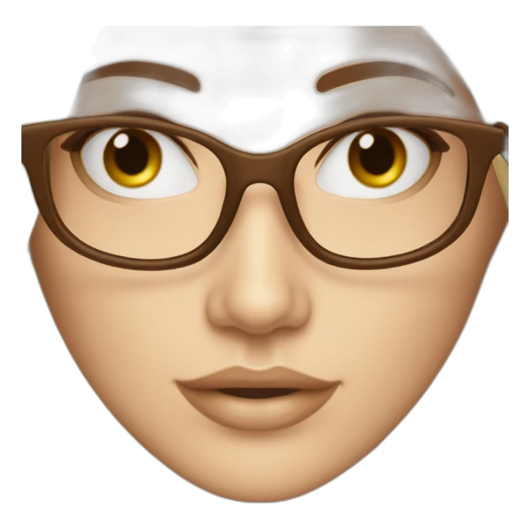 Mujer blanca pelo largo marrón, lentes.para leer sticker