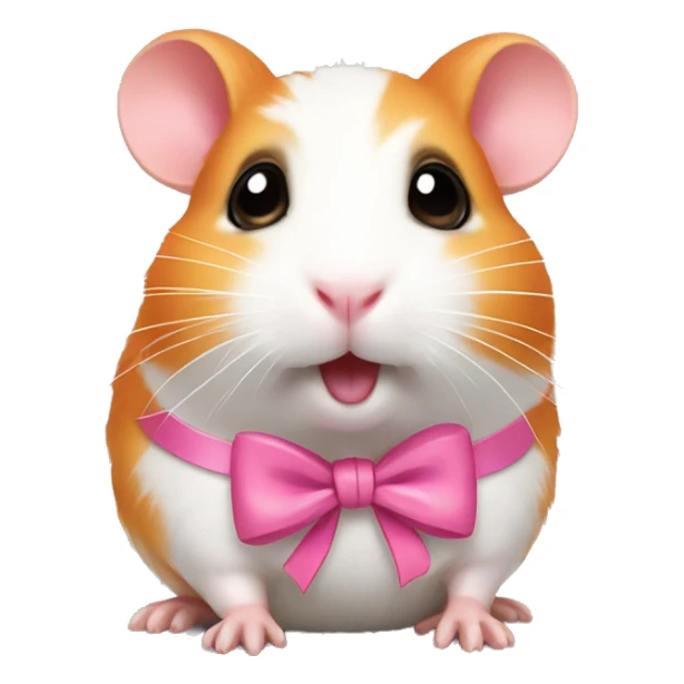 orange and white hamster with a pink bow on its right ear standing up making a cute face sticker