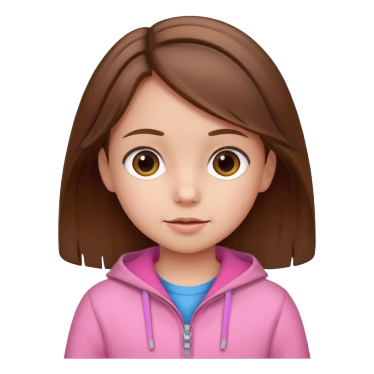 little kid girl, brown hair, pink clothes sticker