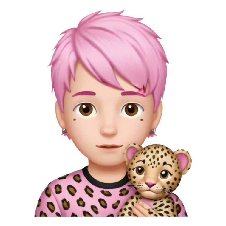 boy with baby pink leopard print hair ￼ sticker