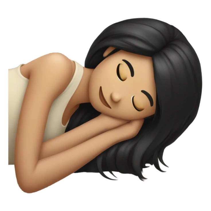 girl with black hair resting sticker