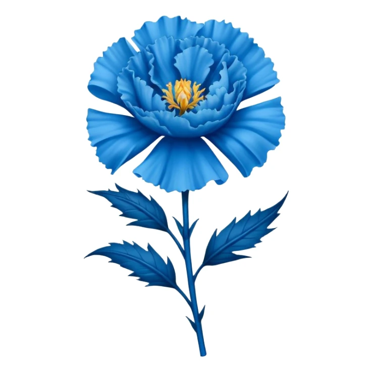 a tattoo design featuring a life like blue carnation flower without the stem and the number 14 sticker