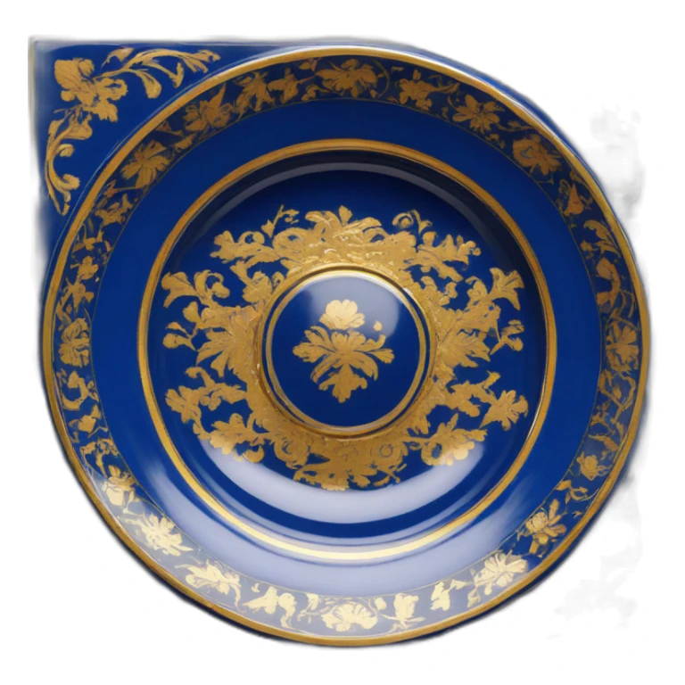 petrikivska ornament blue plate with gold sticker