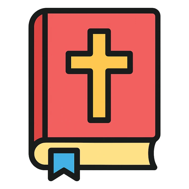 bible with a bookmark, color outlined icon sticker