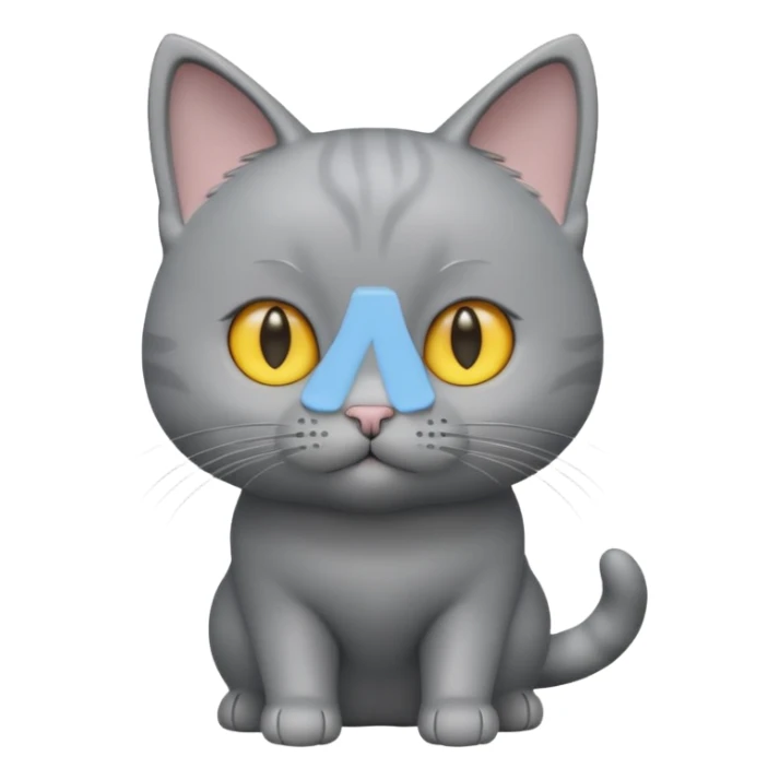 A 3D cartoon Chartreux cat in silvery-gray color, thick coat, friendly eyes, balanced lighting, Memoji-style realism. full body or half body. sticker