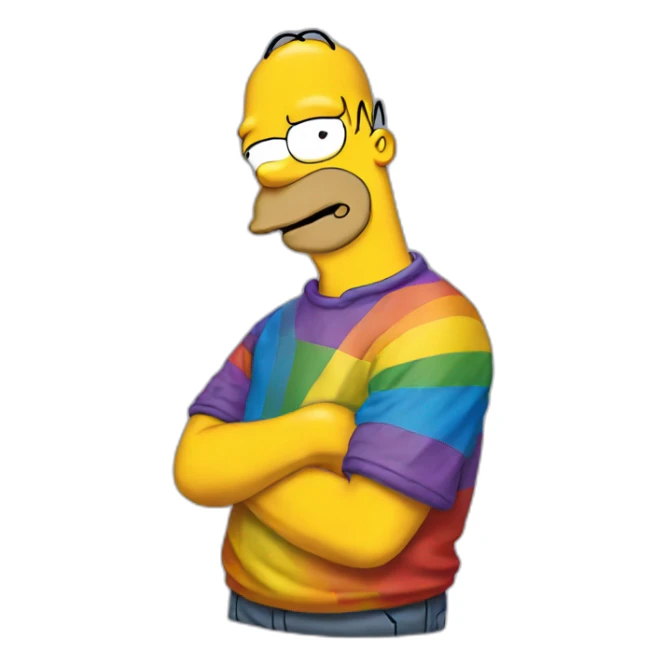 Homer Simpson wearing LGBT tshirt sticker