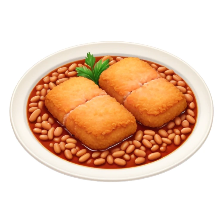Plate of salmon croquette and baked beans  sticker