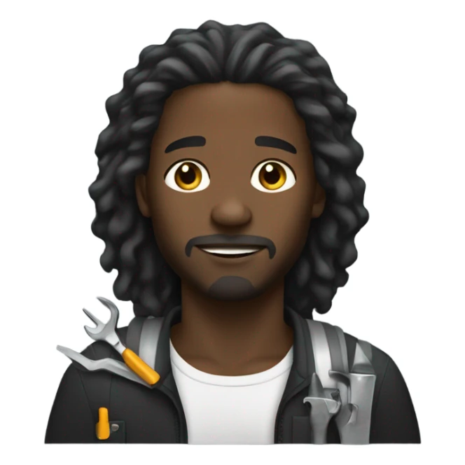 Black man with long hair and tools sticker