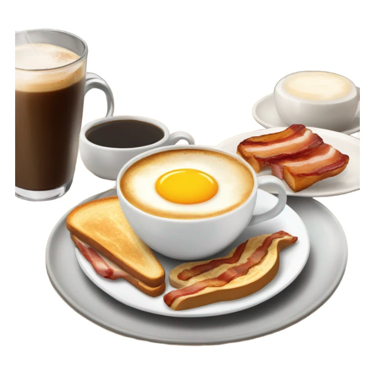 Steaming cup of coffee with breakfast sticker
