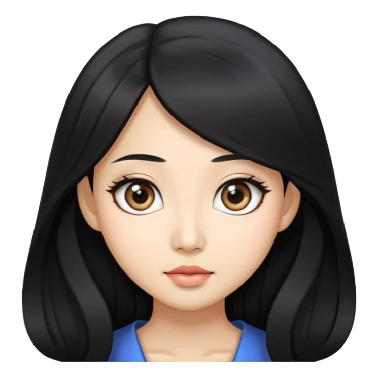 asian beautiful woman，big eyes，long black hair sticker
