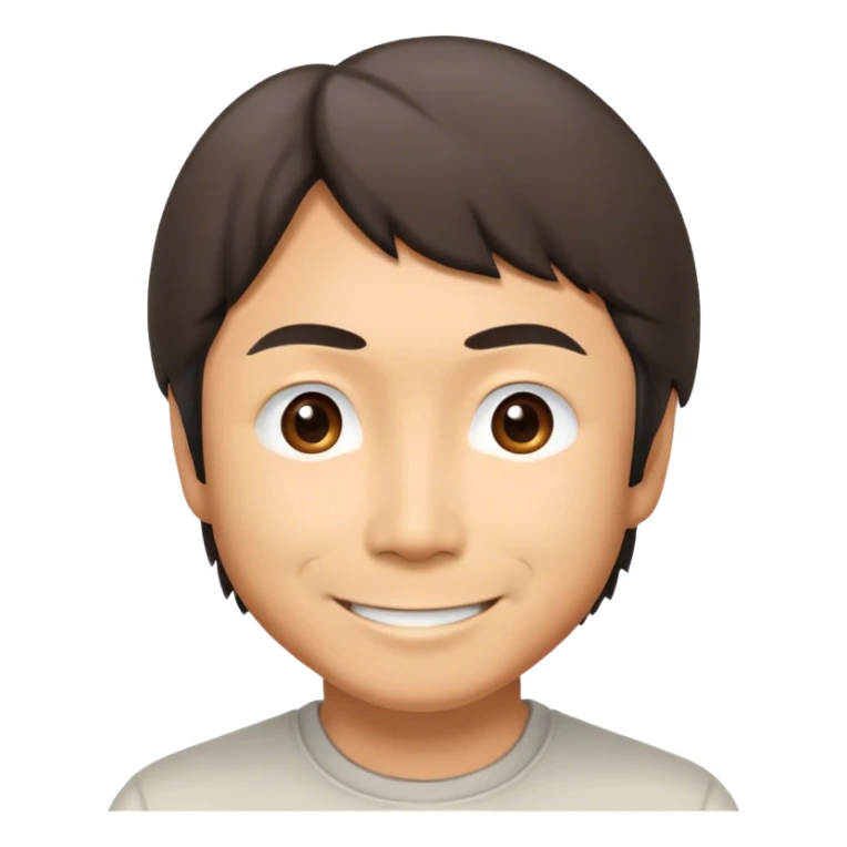 ​Cinematic Realistic Portrait of a Smiling Shigeru Miyamoto, depicted with warm, approachable features, showing a giant smile with expressive eyes, set against a subtle backdrop, inviting lighting that captures his innovative spirit sticker