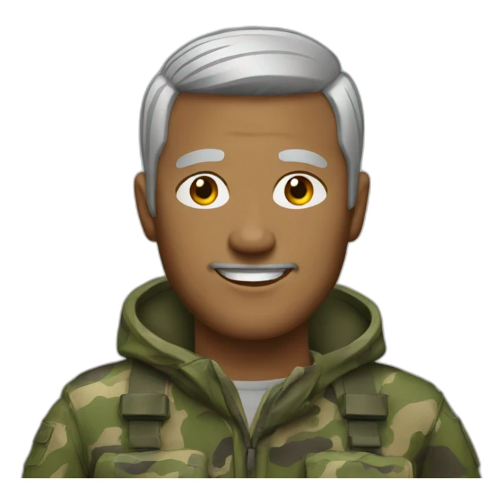 man with short gray hair dressed in camouflage sticker