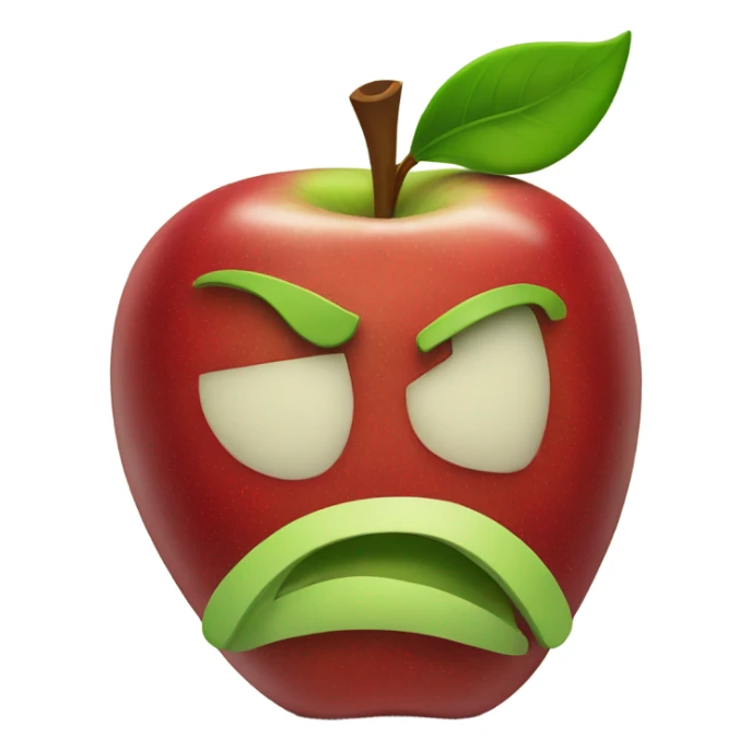 A red and green apple put together in one sticker