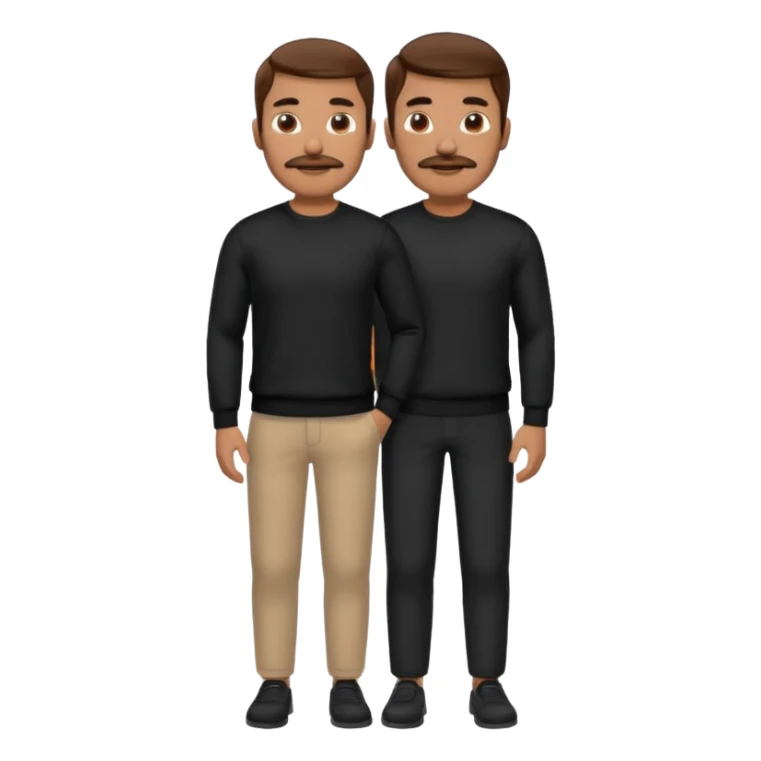 man with mustache, brown hair, 33years old, shirt, high temple Black pullover with a white shirt underneath and black fabric trousers 👕🖤👖 sticker