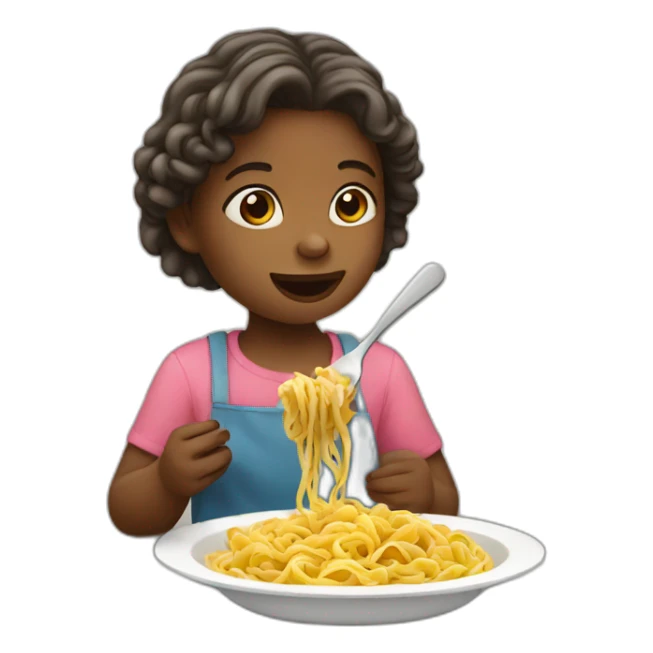 little girl eating pasta sticker