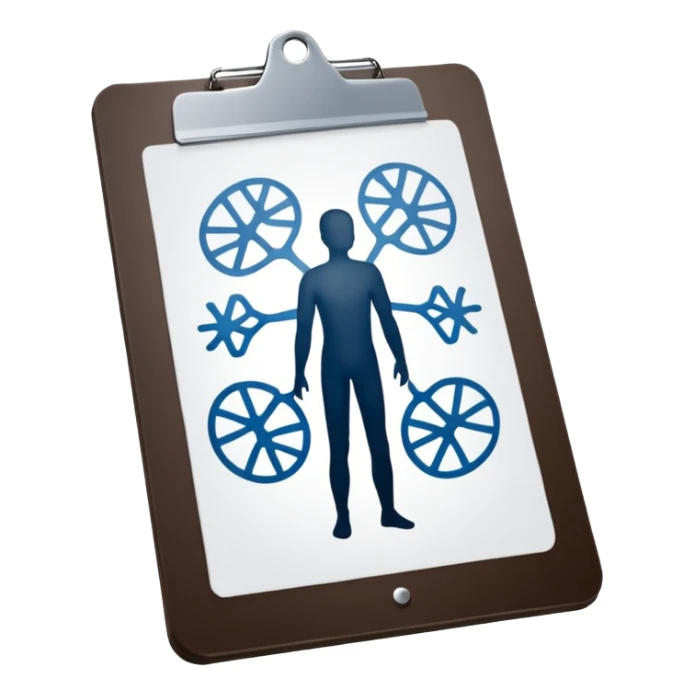 clipboard with a person silhouette and a neural network symbol sticker