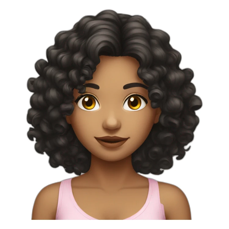 Beautiful Brazilian girl with curly black long hair sticker