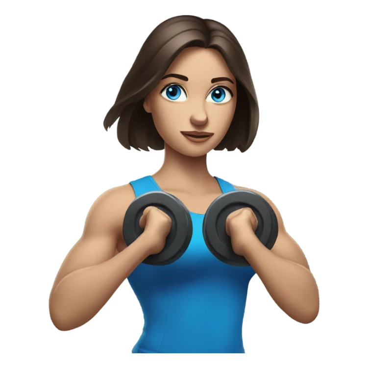 Realistic brunette girl with bright blue eyes lifting hand weights sticker