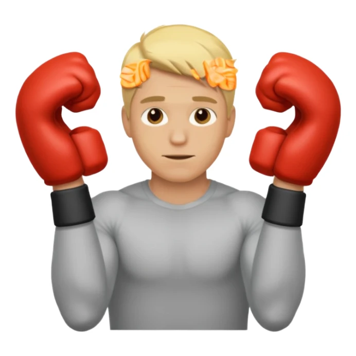 Blonde man with his face covered with two arms going through down left to up right sticker