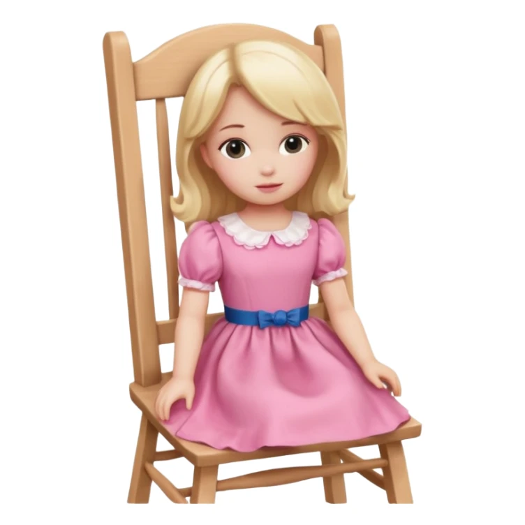 Blonde Doll wearing pink sitting On The Chair  sticker