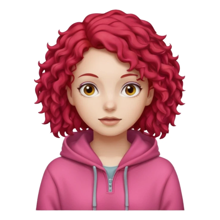 a girl with red curls and a pink hoodie sticker