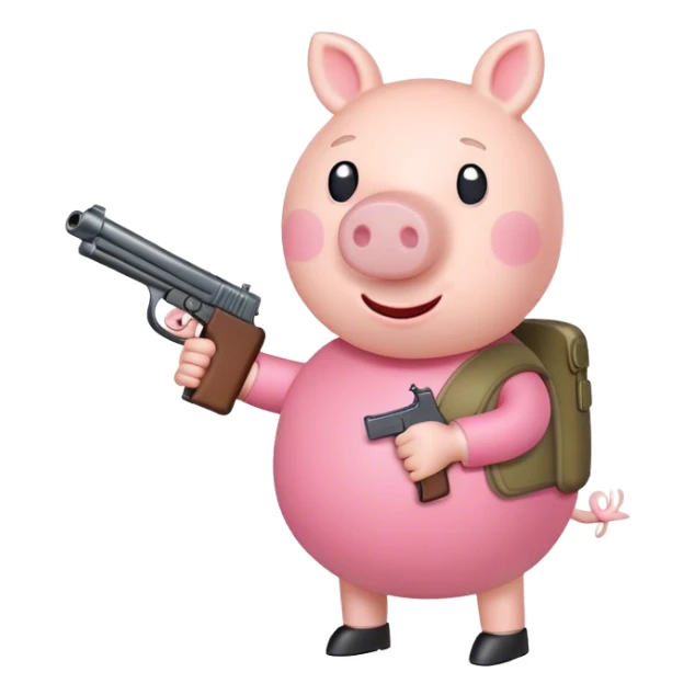 Peppa pig holding a gun  sticker