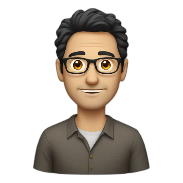 middle age lean white man with black hair & glasses with brown eyes sticker