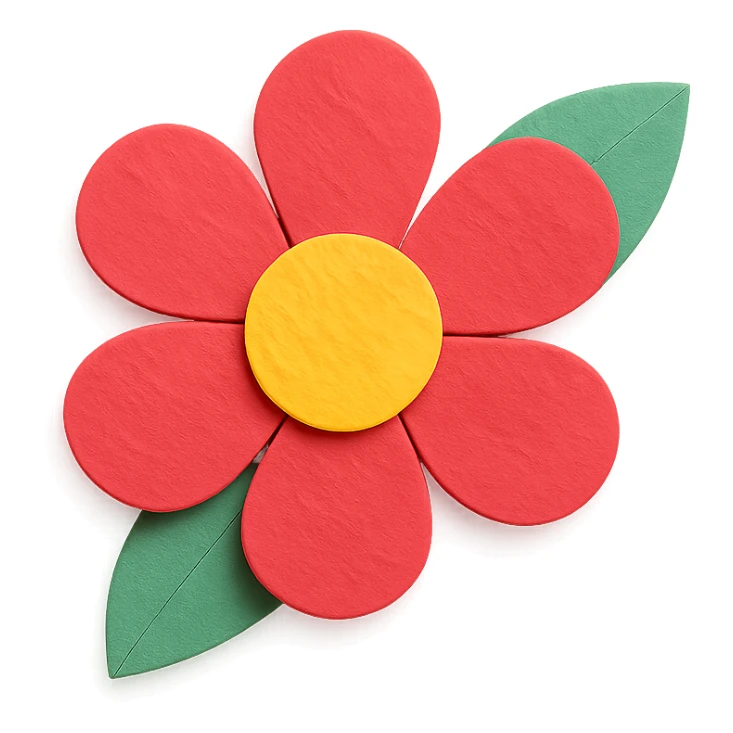 playful paper craft flower backdrop, layered cutout look sticker