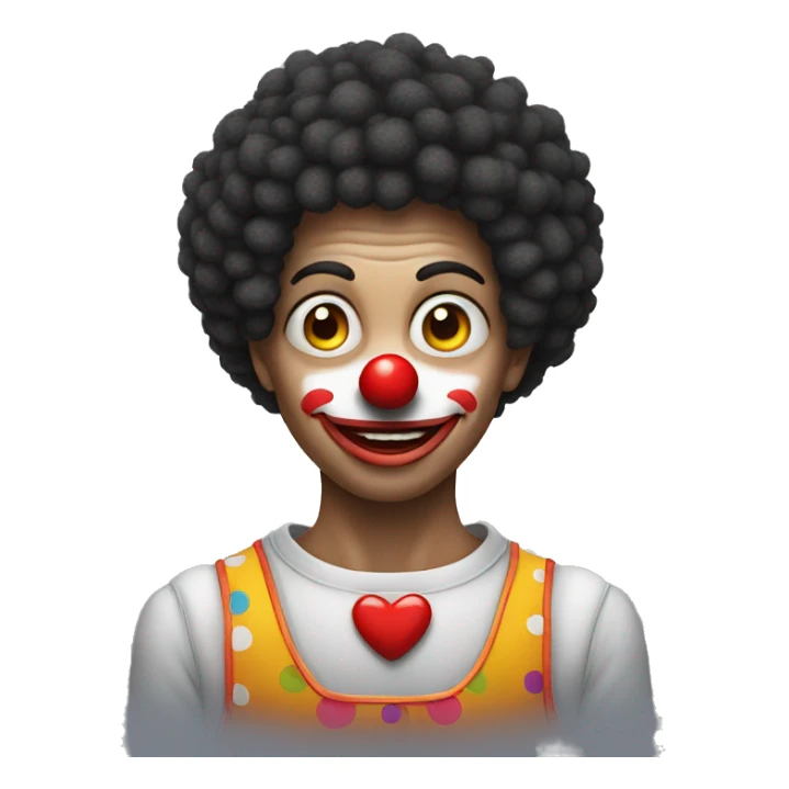 Clown avec yeux en cœur et coupe afro sticker