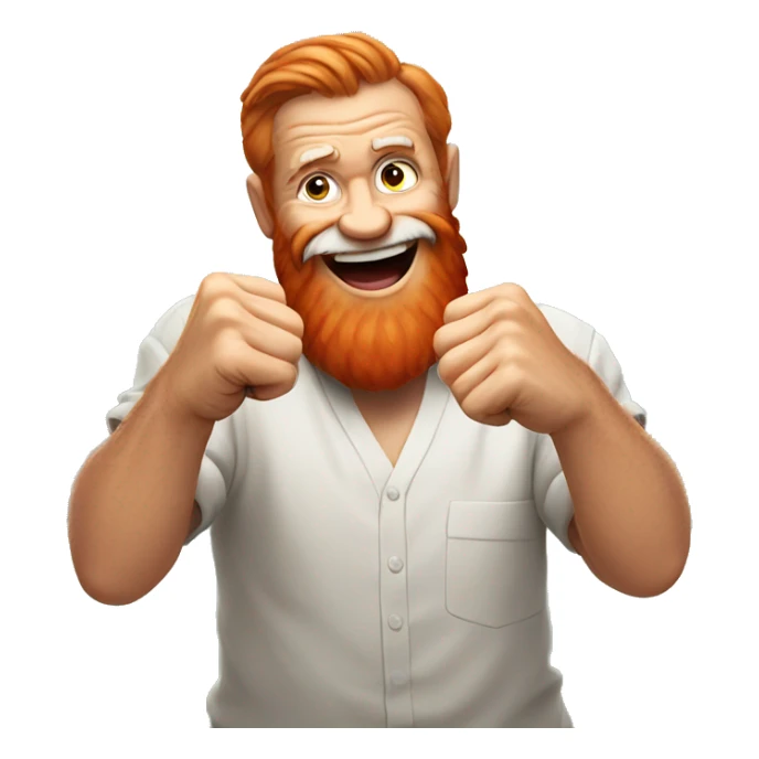red bearded old man fist bumping towards the camera, smiling sticker