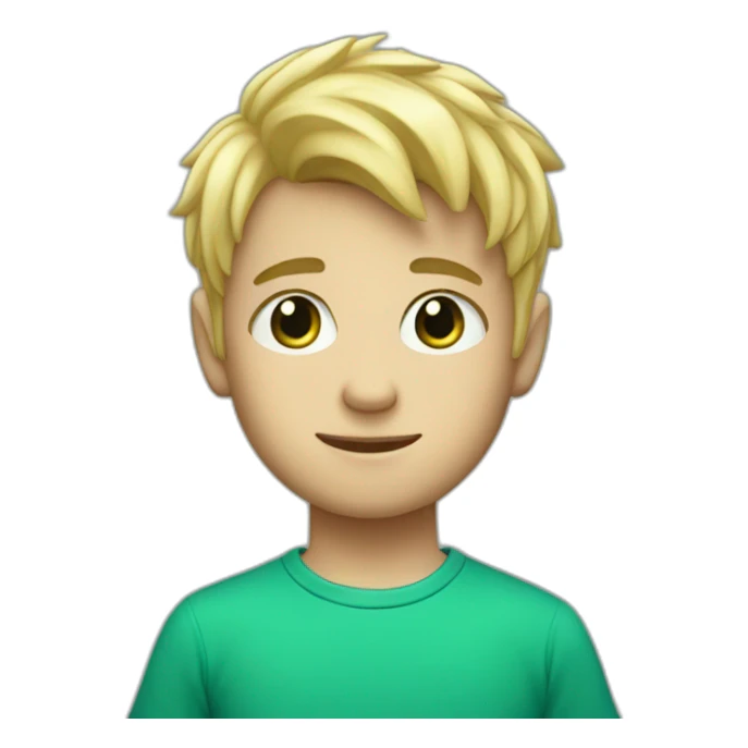 Blond cute boy with green eys and blue shirt sticker