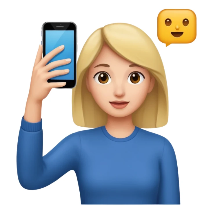  woman holding her phone having selfie sticker