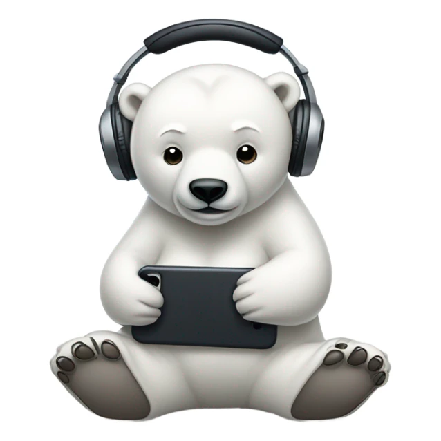 Meditating polar bear with headphones and iPhone sticker