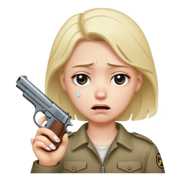 sad face with a gun pointed to its head sticker